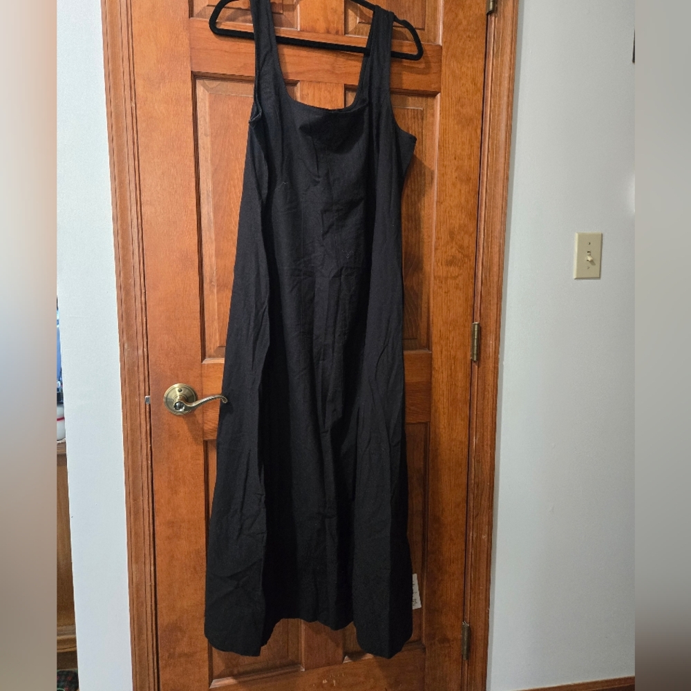 Maxi cotton/linen black tank top dress